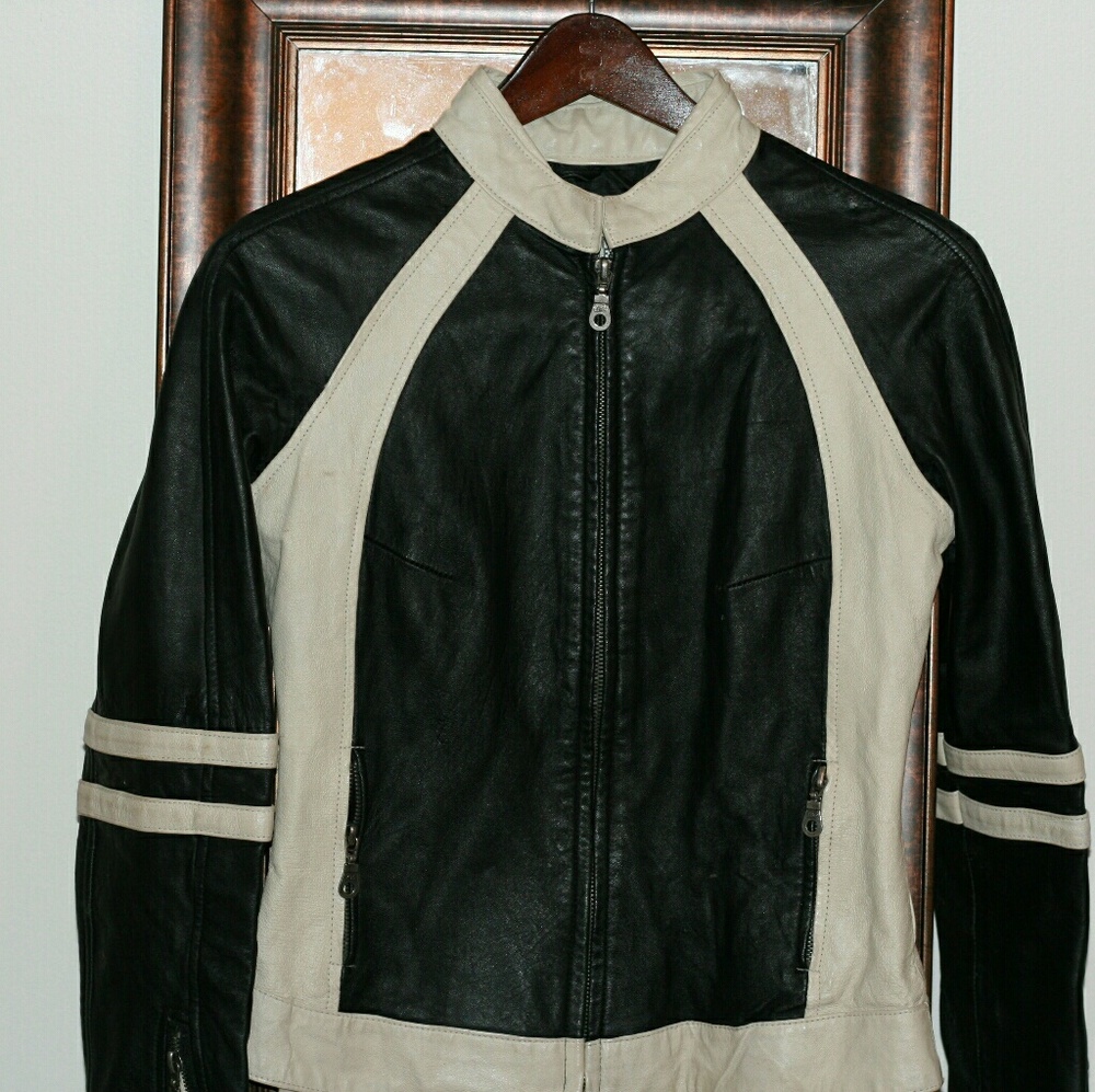 Two Tone WILSONS Leather Biker Jacket Size S